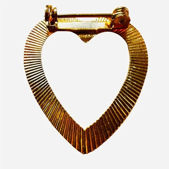 2 Brooch Pins Heart Eye Gold Tone Metal “I Heart U” 80s/90s - Picture 6 of 8